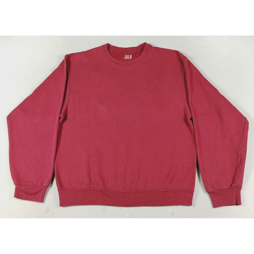 Fruit Of The Loom Sweatshirt Mens Medium Red Fleece Pullover Crewneck Blank